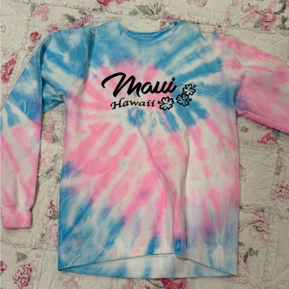Maui Hawaii Tie-Dye Sweatshirt - Pink and Blue